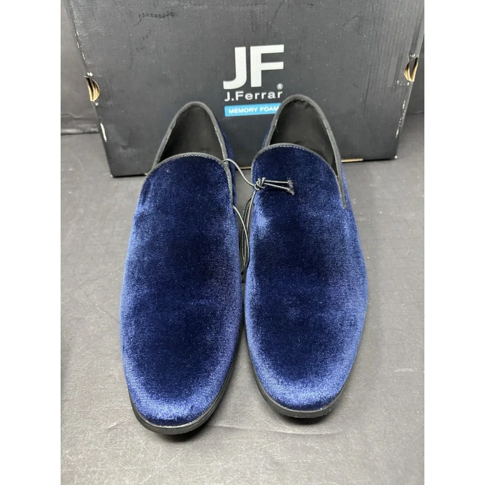 JF J. Ferrar Size 10.5 Medium Navy Velvet Dress Shoes NEW‎
